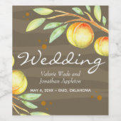 Rustieke Waterverf Sweet Peaches Bruiloft Wijn Etiket (Enkel label)
