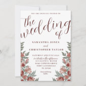 Rustieke Waterverf Terracotta Bloemen Bruiloft Kaart (Voorkant)