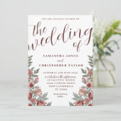 Rustieke Waterverf Terracotta Bloemen Bruiloft Kaart (Staand voorkant)