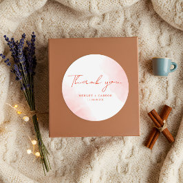 Rustieke Waterverf Terracotta bruiloft Dank u Ronde Sticker