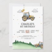 Rustieke Waterverf Tractor Verjaardagsfeest Kaart (Voorkant)