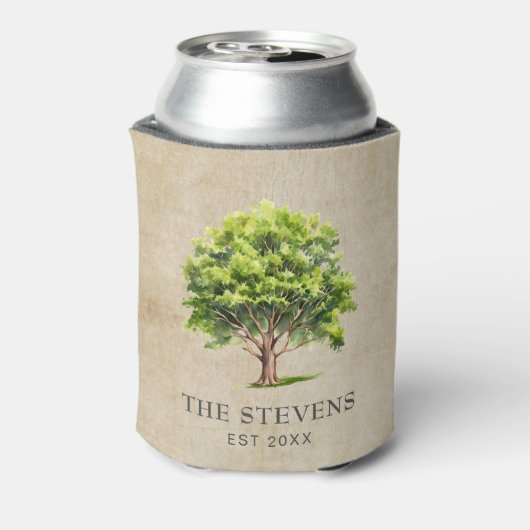 Rustieke Waterverf Tree Blikjeskoeler (Blikje Achterkant)