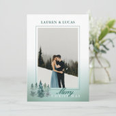 Rustieke Waterverf Tree Vakantie Kerstmis FOTO Feestdagenkaart (Staand voorkant)