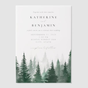Rustieke Waterverf Trees Forest Wedding Vellum Uitnodigingen