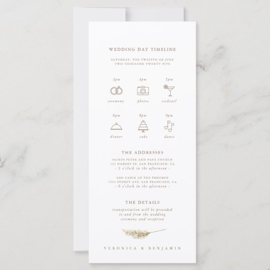 Rustieke Waterverf Trouwdag Tijdlijn & Details (Voorkant)