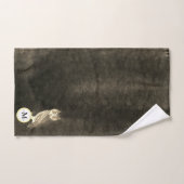 Rustieke Waterverf Uil Monogram Naam Bruin Bad Handdoek (Handdoek)