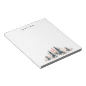 Rustieke Waterverf Urban Pine Trees gepersonalisee Notitieblok (Schuin)