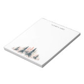 Rustieke Waterverf Urban Pine Trees gepersonalisee Notitieblok (Linkerzijde)