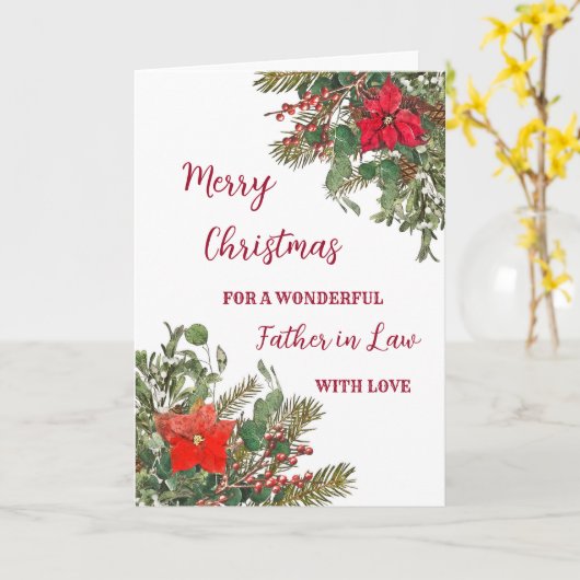 Rustieke Waterverf vader in de wet Vrolijk kerstfe Kaart (Gele Bloem)