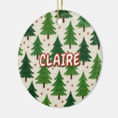 Rustieke Waterverf Vakantie Rood Groene Pinetrees Keramisch Ornament (Links)