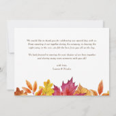 Rustieke Waterverf Vallende bladeren herfst bruilo Bedankkaart (Achterkant)