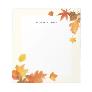Rustieke Waterverf Vallende bladeren herfst Custom Notitieblok