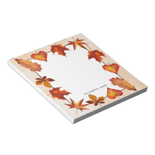 Rustieke Waterverf Vallende bladeren herfst Custom Notitieblok (Schuin)