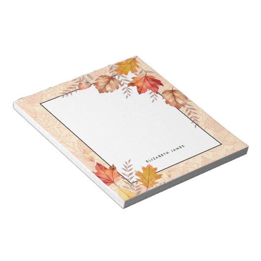 Rustieke Waterverf Vallende bladeren herfst Custom Notitieblok (Schuin)