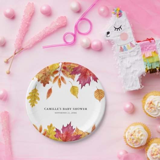 Rustieke Waterverf Vallende bladeren Herfstfeest Papieren Bordje (Feest)