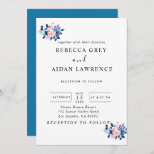 rustieke waterverf van een roze & blauwe bloemenbo