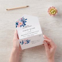 Rustieke waterverf van een roze en blauwe bloemboe