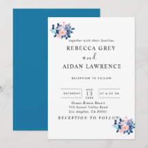 Rustieke waterverf van een roze en blauwe bloemenb