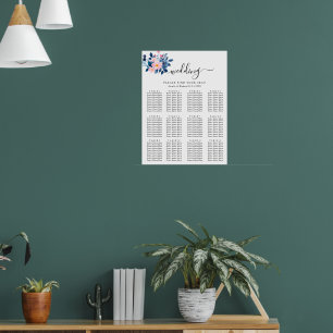 Rustieke waterverf van een roze en blauwe bloemenb poster