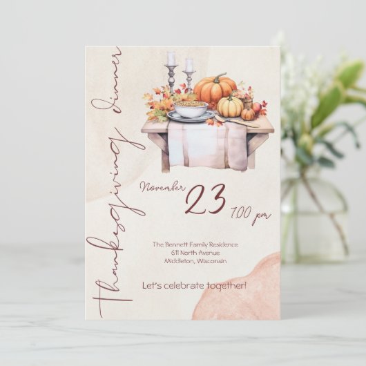 Rustieke Waterverf Verbrand Sinaasappel Thanksgivi Kaart (Staand voorkant)