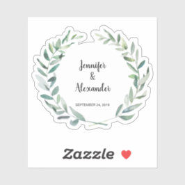 Rustieke waterverf verlaat Bruiloft aangepaste cut Sticker