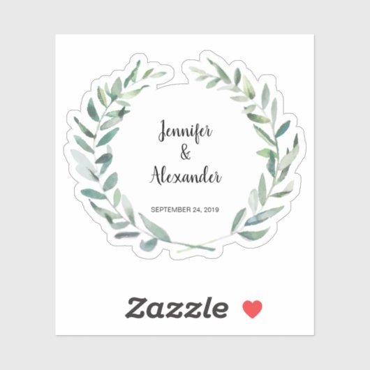 Rustieke waterverf verlaat Bruiloft aangepaste cut Sticker (Vel)