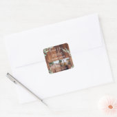 Rustieke waterverf verlaat foto Dank u bruiloft Vierkante Sticker (Envelop)