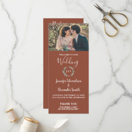 Rustieke waterverf verlaat foto land bruiloft programmakaart