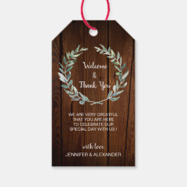 Rustieke waterverf verlaat houten bruiloft Welkom  Cadeaulabel