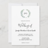 Rustieke waterverf verlaat monogram country Weddin Kaart (Voorkant)