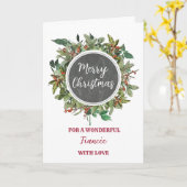 Rustieke Waterverf verloofde vrolijk kerstfeest Kaart (Gele Bloem)