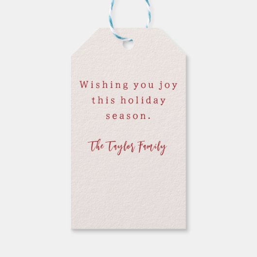 Rustieke Waterverf Vintage Kerst Cadeaulabel (Achterkant)