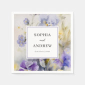Rustieke Waterverf Violets Bruiloft Servet (Voorkant)