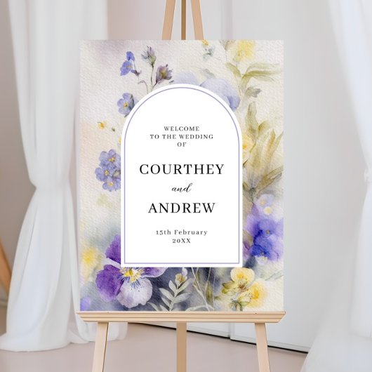 Rustieke Waterverf Violets Bruiloft Welkom Poster