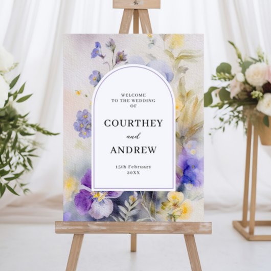 Rustieke Waterverf Violets Bruiloft Welkom Poster
