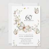 Rustieke Waterverf vlinder 60e verjaardagsfeestje Kaart (Voorkant)