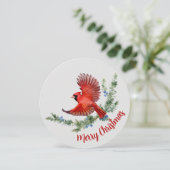 Rustieke Waterverf Vogel Rode Kardinaal Kerst Feestdagenkaart (Staand voorkant)