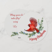 Rustieke Waterverf Vogel Rode Kardinaal Kerst Feestdagenkaart (Voorkant / Achterkant)