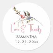 Rustieke Waterverf Vrijgezellenfeest Dank u Ronde Sticker (Voorkant)