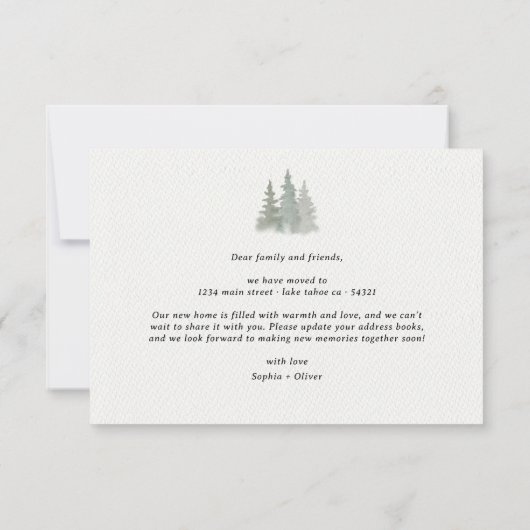 Rustieke Waterverf We hebben Pine Tree Mountain ve Aankondiging (Achterkant)