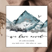 Rustieke Waterverf We hebben verhuisd Bossen Mount Aankondiging