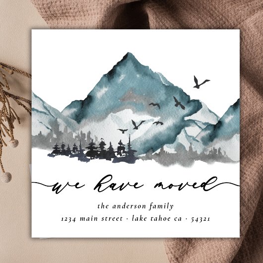 Rustieke Waterverf We hebben verhuisd Bossen Mount Aankondiging