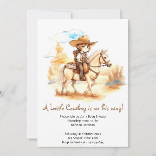Rustieke Waterverf Western Cowboy Baby shower Kaart