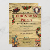 Rustieke Waterverf Western kerstdiner Kaart (Voorkant / Achterkant)