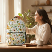 Rustieke Waterverf Wild Flowers Gepersonaliseerde Bedrukte Rugzak