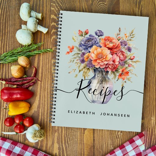 Rustieke Waterverf Wildbloemen Mason Jar Recepten Notitieboek