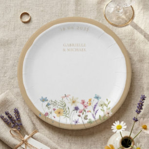 Rustieke Waterverf Wilde Bloemen Bruilofts Borden Papieren Bordje