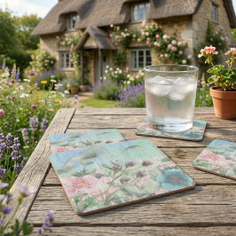 Rustieke Waterverf Wilde Bloemen Kartonnen Onderzetters