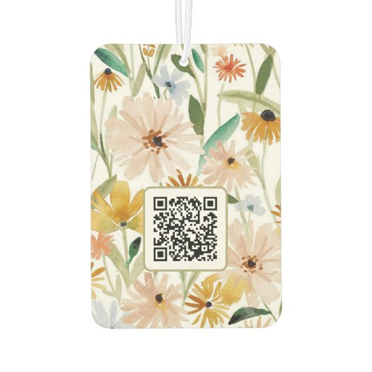 Rustieke Waterverf Wilde Bloemen Logo QR Code Luchtverfrisser (Achterkant)