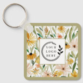 Rustieke Waterverf Wilde Bloemen Logo QR Code Sleutelhanger (Voorkant)